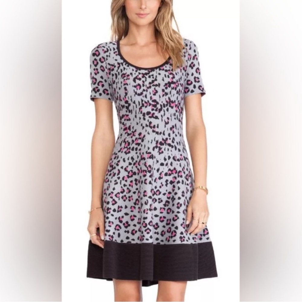 Kate Spade Cyber Cheetah Sweater Dress, Short Sleeve Fit & Flare, Size S